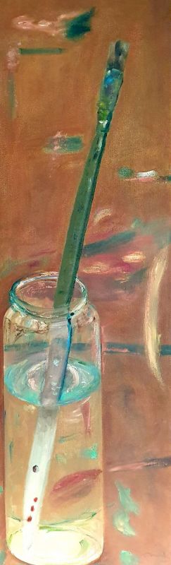 stillleben pinsel glas